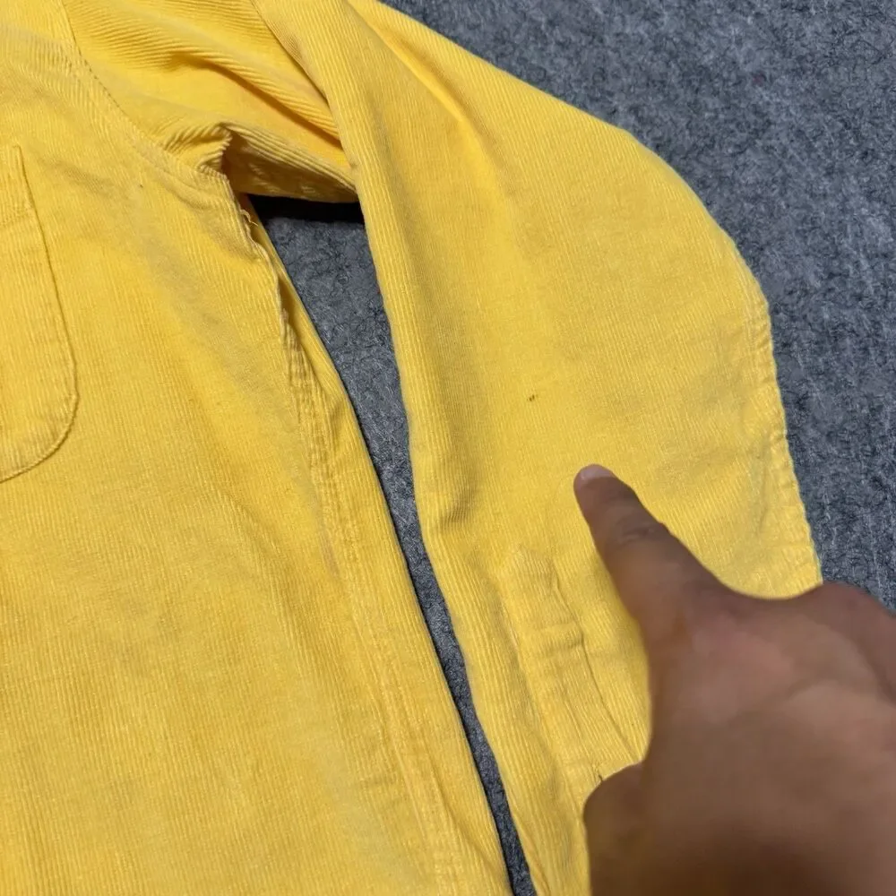 Vtg 90s JCrew Corduroy Shirt Mens M Yellow Button Down Oarsman Era Gorpcore